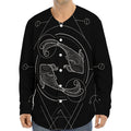 Black And White Pisces Sign Print Long Sleeve Baseball Jersey