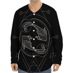 Black And White Pisces Sign Print Long Sleeve Baseball Jersey