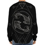 Black And White Pisces Sign Print Long Sleeve Baseball Jersey