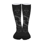 Black And White Pisces Sign Print Long Socks