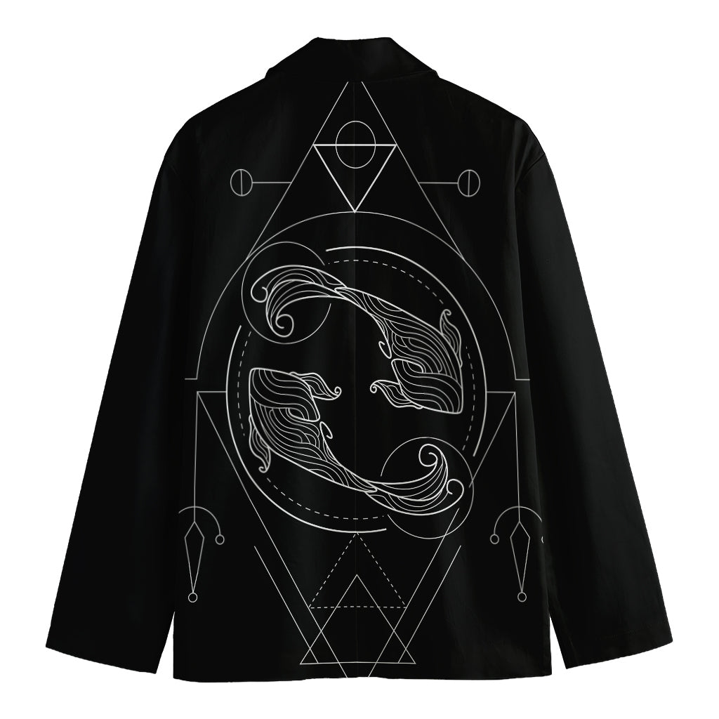 Black And White Pisces Sign Print Men's Blazer