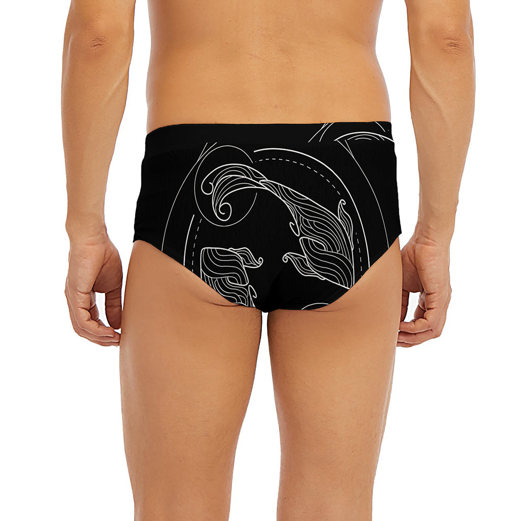 Black And White Pisces Sign Print Men's Briefs