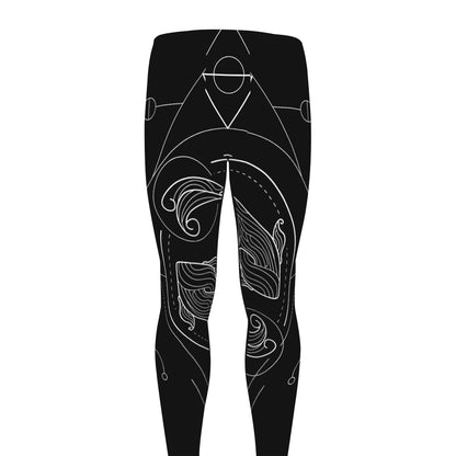 Black And White Pisces Sign Print Men's leggings