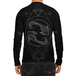 Black And White Pisces Sign Print Men's Long Sleeve Rash Guard