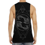 Black And White Pisces Sign Print Men's Muscle Tank Top