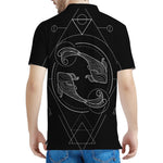 Black And White Pisces Sign Print Men's Polo Shirt