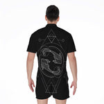 Black And White Pisces Sign Print Men's Rompers