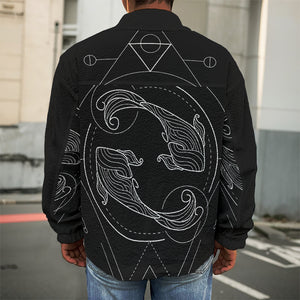 Black And White Pisces Sign Print Men's Shirt Jacket