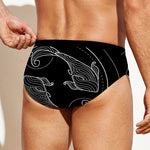 Black And White Pisces Sign Print Men's Swim Briefs