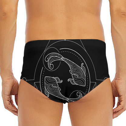 Black And White Pisces Sign Print Men's Triangle Swim Briefs