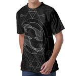 Black And White Pisces Sign Print Men's Velvet T-Shirt