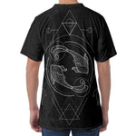 Black And White Pisces Sign Print Men's Velvet T-Shirt