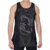 Black And White Pisces Sign Print Men's Velvet Tank Top