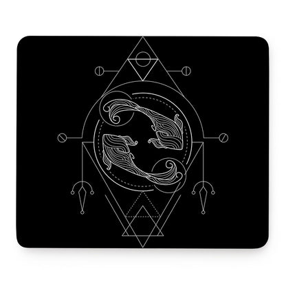 Black And White Pisces Sign Print Mouse Pad
