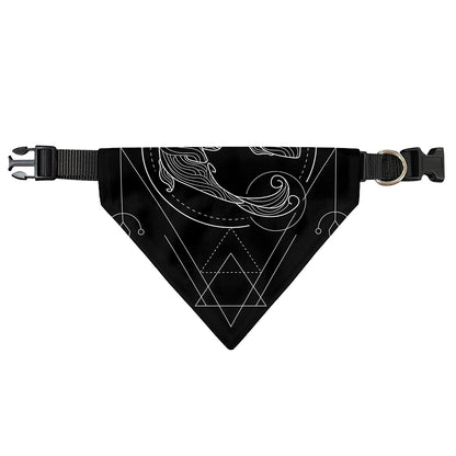 Black And White Pisces Sign Print Over The Collar Dog Bandana