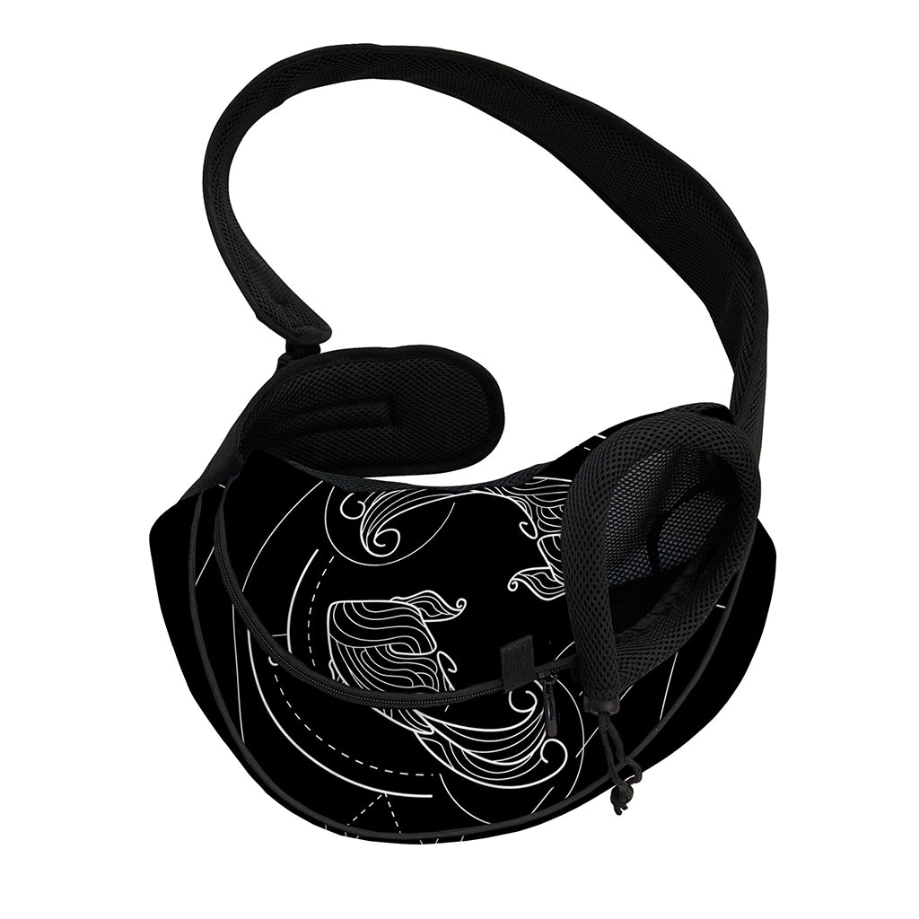 Black And White Pisces Sign Print Pet Sling Carrier