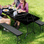 Black And White Pisces Sign Print Picnic Table Cover
