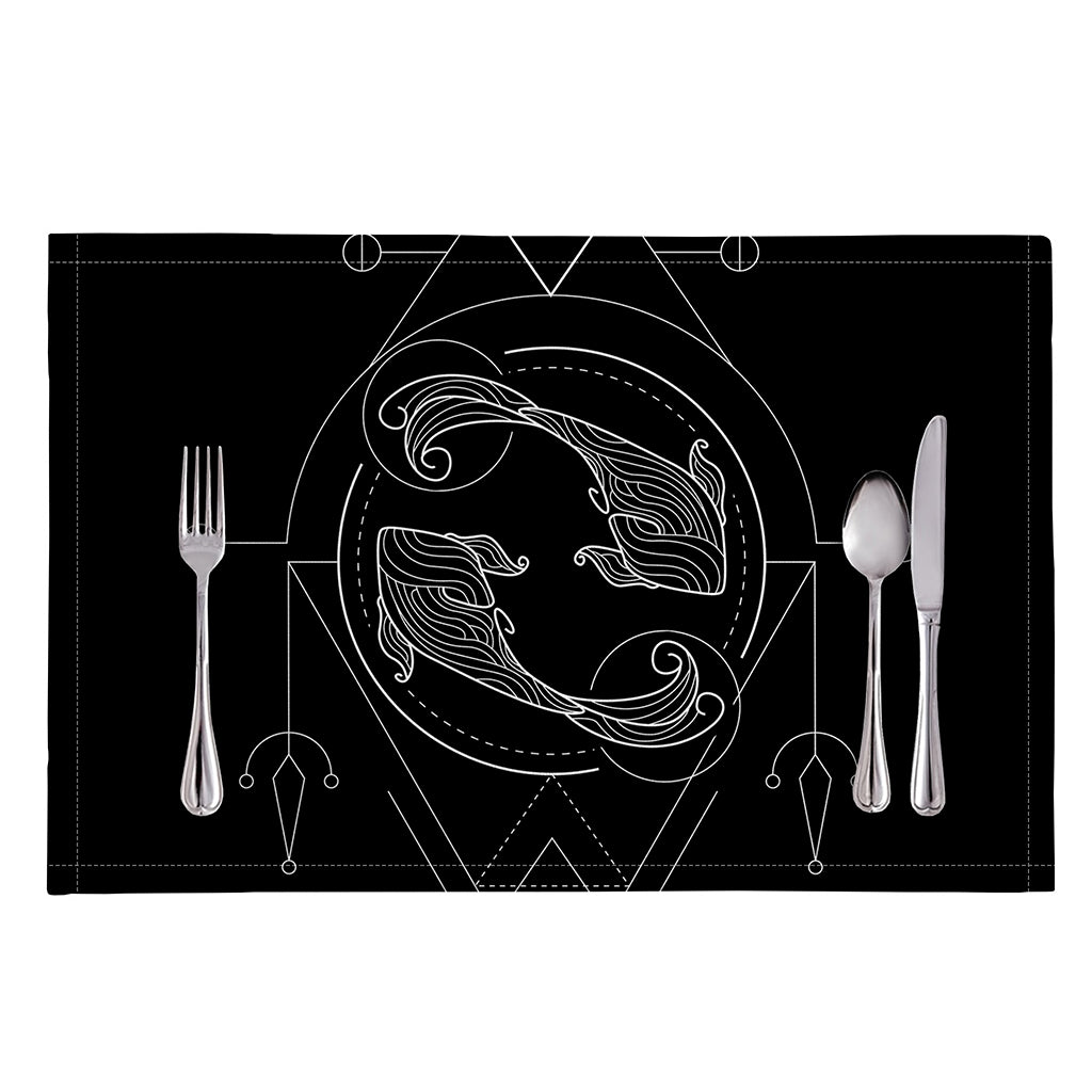 Black And White Pisces Sign Print Placemat