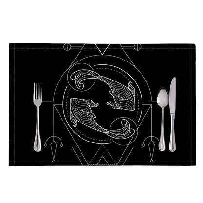 Black And White Pisces Sign Print Placemat