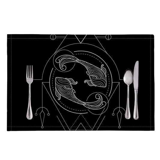 Black And White Pisces Sign Print Placemat