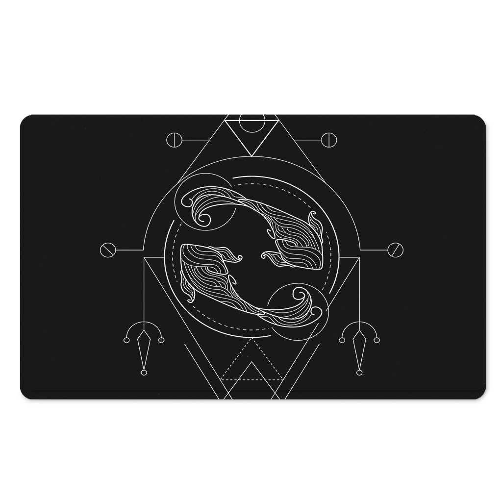 Black And White Pisces Sign Print Polyester Doormat
