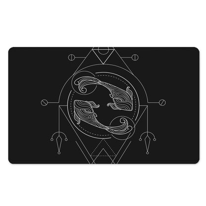 Black And White Pisces Sign Print Polyester Doormat