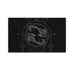 Black And White Pisces Sign Print Polyester Flag