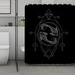 Black And White Pisces Sign Print Polyester Shower Curtain