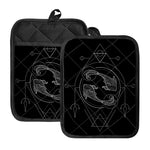 Black And White Pisces Sign Print Pot Holders With Pocket