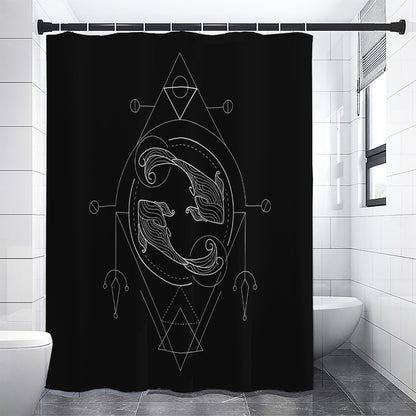 Black And White Pisces Sign Print Premium Shower Curtain