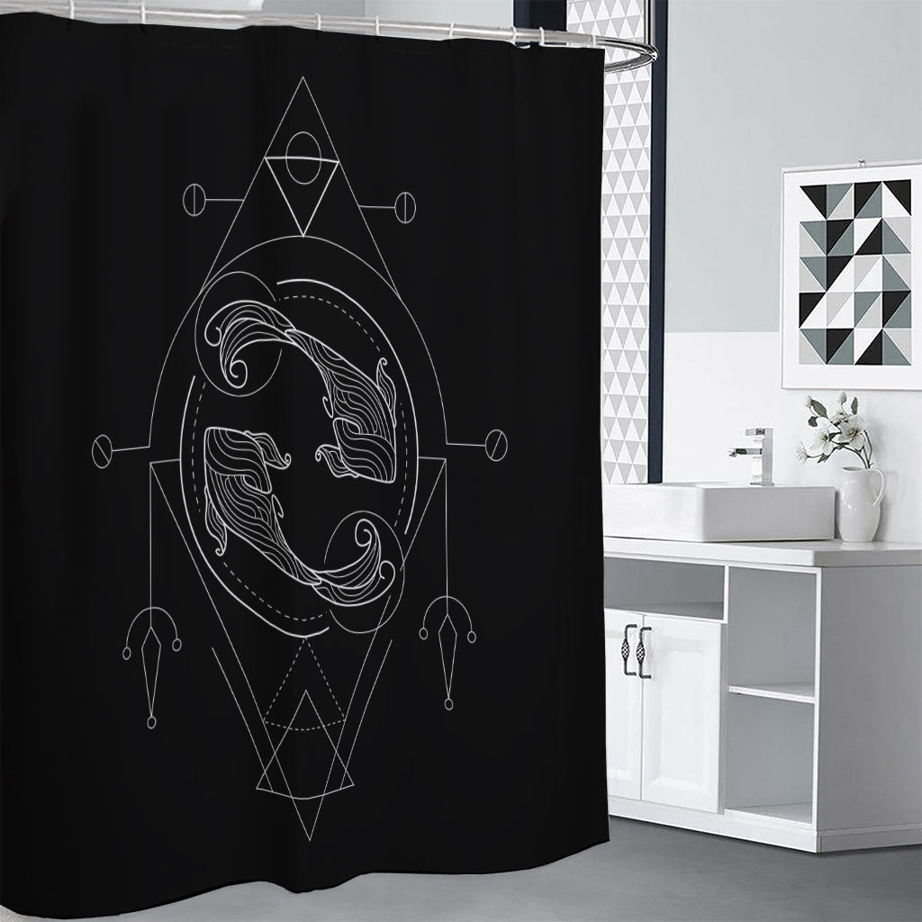 Black And White Pisces Sign Print Premium Shower Curtain
