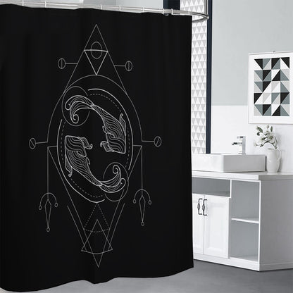 Black And White Pisces Sign Print Premium Shower Curtain
