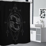 Black And White Pisces Sign Print Premium Shower Curtain