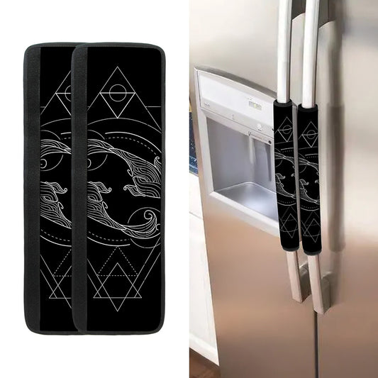 Black And White Pisces Sign Print Refrigerator Handle Covers