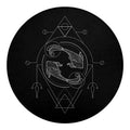 Black And White Pisces Sign Print Round Blanket