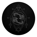 Black And White Pisces Sign Print Round Blanket