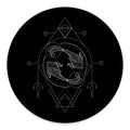Black And White Pisces Sign Print Round Floor Mat
