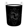 Black And White Pisces Sign Print Round Laundry Basket
