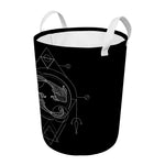 Black And White Pisces Sign Print Round Laundry Basket