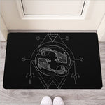 Black And White Pisces Sign Print Rubber Doormat