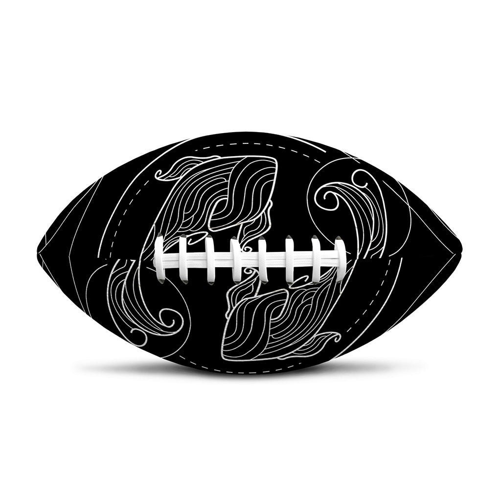 Black And White Pisces Sign Print Rugby Ball