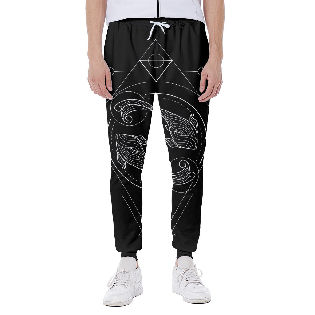 Black And White Pisces Sign Print Scuba Joggers