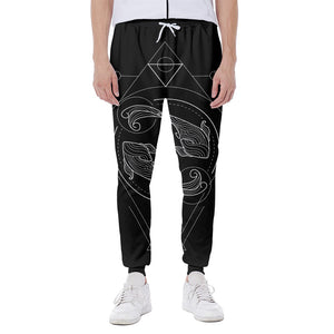 Black And White Pisces Sign Print Scuba Joggers