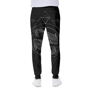 Black And White Pisces Sign Print Scuba Joggers