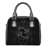 Black And White Pisces Sign Print Shoulder Handbag