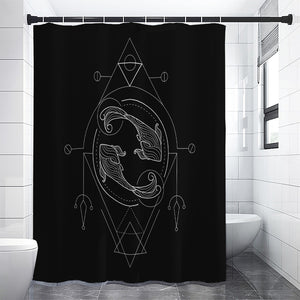 Black And White Pisces Sign Print Shower Curtain