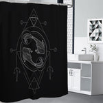 Black And White Pisces Sign Print Shower Curtain