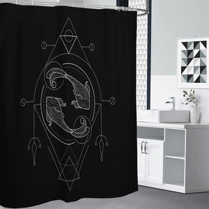 Black And White Pisces Sign Print Shower Curtain