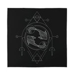 Black And White Pisces Sign Print Silk Bandana
