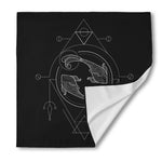 Black And White Pisces Sign Print Silk Bandana